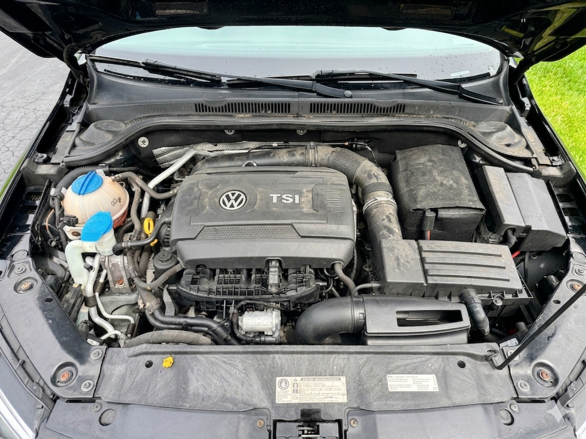 Engine bay before cleaning